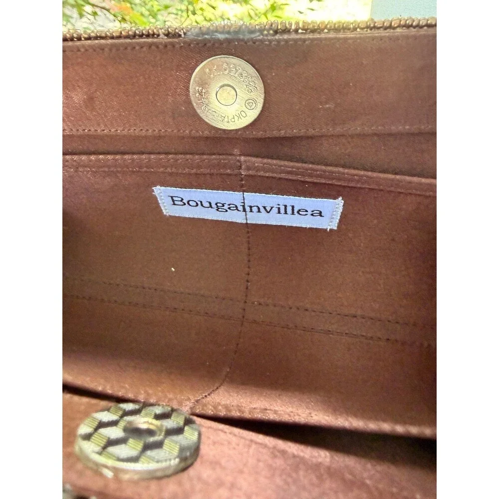 Beaded evening Brown Clutch with Rhinestones NOS
